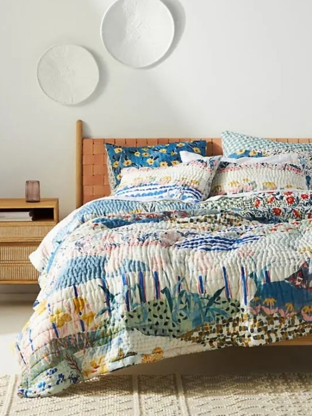 Anthropologie Rosalind Print Cotton Voile Quilted Shams - Picture 3 of 12